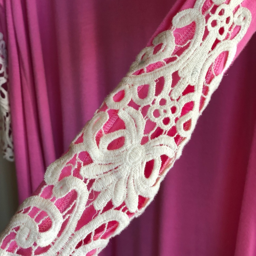 Long pink Lace detail tunic